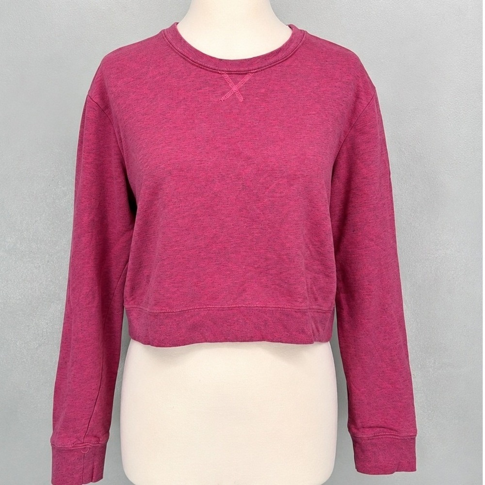 Sundown by Splendid Womens Sweatshirt Pink Heather Cropped Long Sleeve Small